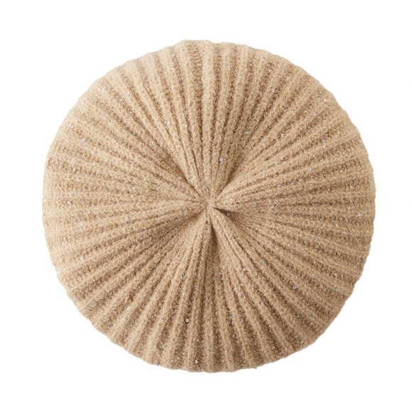 Zara Beige Knit Beret with Sequins - Picture 2 of 2